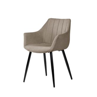 Koketto Home Silla con reposabrazos, patas negras y asiento taupe
