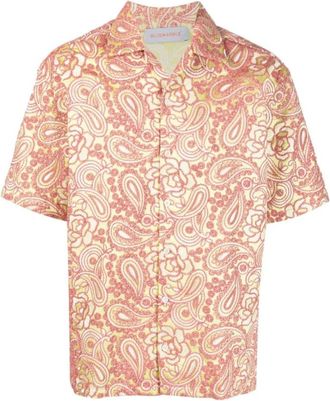 Bluemarble Klei Rode Paisley Print Shirt - Heren - Korte mouwen Overhemden - Rood - L - Overhemden