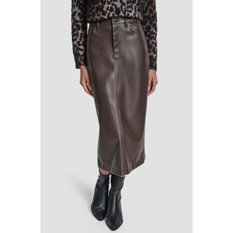 DKNY Faux Leather Midi Skirt in Espresso at Nordstrom Rack, Size 12
