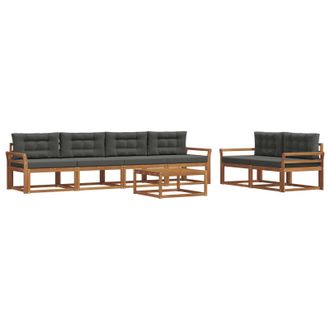 vidaXL Conjunto De Sof&aacute;s De Exterior 7 Pcs Natural Y Antracita Vidaxl