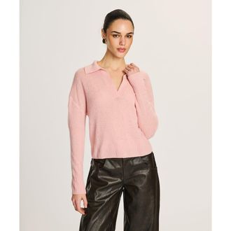 Naadam Featherweight Cashmere Polo Sweater in Peony at Nordstrom, Size Xx-Large