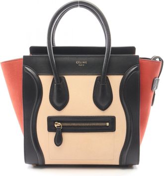 Celine Black Ivory Red Color Leather Handbag Tote Bag (Pre-Owned)