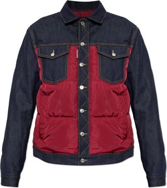 Dsquared2 Donsjack van gecombineerde stoffen - Heren - Gewatteerde jassen - Blauw - 2XL - Katoen - Jassen