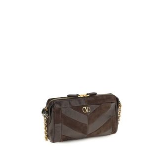Valentino Garavani Womens Brown Calf Leather Bos Taurus Shoulder Bag