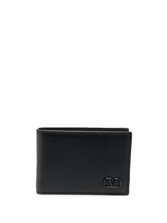 Valentino Garavani logo-lettering leather wallet - men - Leather - One Size - Black