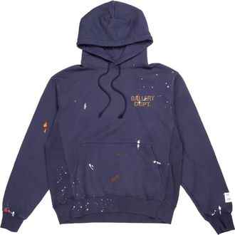 Gallery Dept. logo-detail painted hoodie - Blue