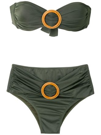 Brigitte buckled bandeau bikini set - women - Polyamide/Spandex/Elastane - P - Green