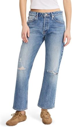 Good American Ripped Ankle Straight Leg Jeans in Indigo1221 at Nordstrom, Size 15