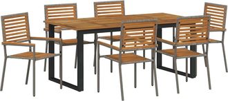 vidaXL Conjunto De Comedor De Jard&iacute;n 7 Uds. Gris Vidaxl
