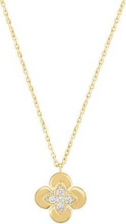 Effy 14K Gold Plated Sterling Silver Diamond Flower Pendant Necklace at Nordstrom Rack, Size 18