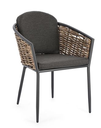 BIZZOTTO Silla antracita en aluminio y fibra sintética para exterior