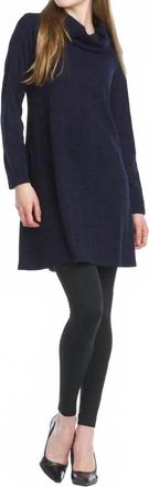 Papillon Heathered A-Line Cowl Neck Sweater Dress In Navy