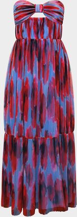 Hutch Micah Pleated Strapless Cutout Gown