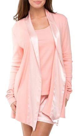 Pj Harlow Shelby Satin Trimmed Robe With Pockets In Light Peach