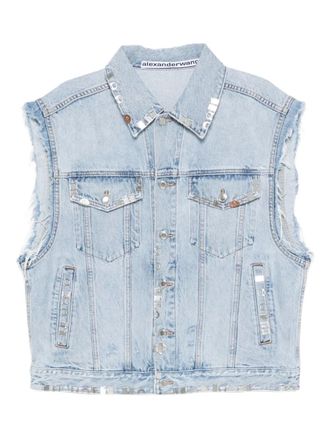 Alexander Wang embellished sleeveless denim jacket - women - Fabric - OS - Blue