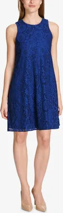 Tommy Hilfiger Womens Lace Shift Dress In Blue