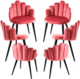 Regalos Miguel Regalos Miguel - Packs Sillas Comedor - Pack 6 Sillas Hand Patas Negras Terciopelo - Rosa