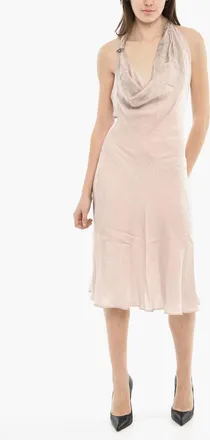 Diesel Vestito Midi D-ESTINY in Satin Con Collo Sciallato Diesel