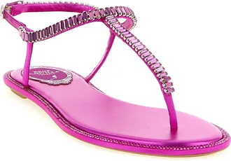 Rene Caovilla Womens Fuchsia Viscose Flat Sandals
