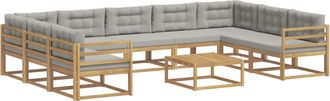 vidaXL Conjunto De Sof&aacute;s De Exterior 10 Uds. Blanco Y Gris Claro Vidaxl