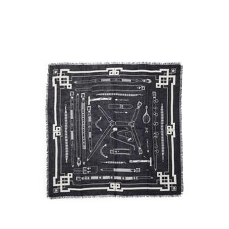 Enfants Riches Deprimes Belt-print Frayed Scarf