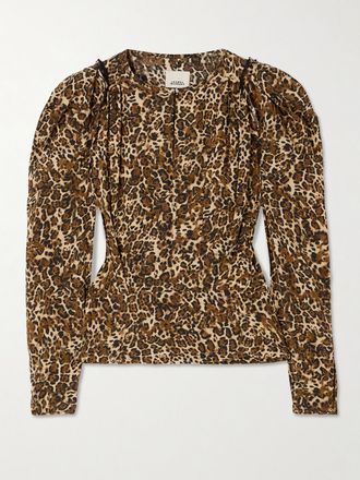 Isabel Marant Blusa In Misto Seta Leopardato Con Pinces Zarga - Stampa animalier