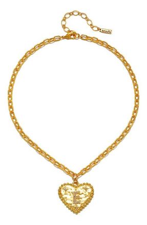 Sequin The Celeste Initial Pendant Necklace in Gold - E at Nordstrom