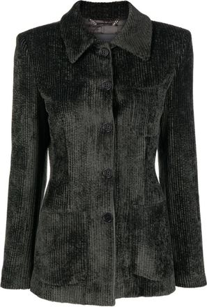 Alberta Ferretti corduroy slim-cut jacket - women - Viscose/Viscose - 44 - Grey