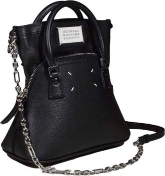 Maison Margiela Hobo Bags - 5Ac Micro Black Leather Shoulder Bag - Gr. unisize - in Schwarz - f&uuml;r Damen