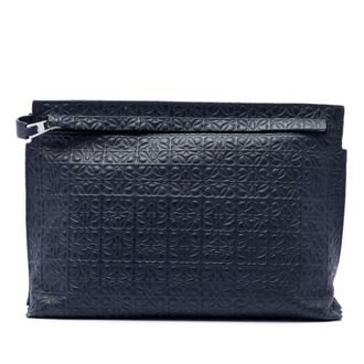Loewe Pre-owned LOEWE Embossed Anagram Leather Repeat T Clutch Ladies IFPWNIGSPACQWE05
