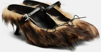 Simone Rocha Mules Grip in pelliccia sintetica e canvas