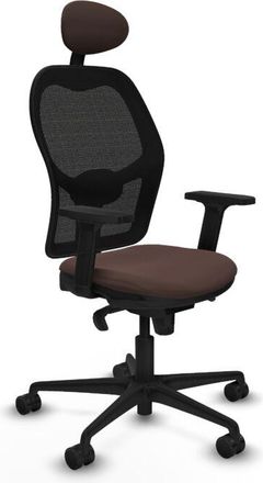 Piqueras y Crespo Piqueras Y Crespo - Jorquera Sincro Malla Negra Similpiel Marr&oacute;n Oscuro Brazos 2d Base Nailon Cabecero Fijo Ruedas 65mm Nailon