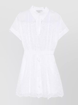Ermanno Scervino short dress drawstring waist eyelet detailing
