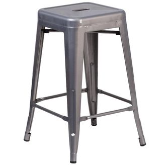 Flash Furniture 24 High Backless Clear Coated Metal Indoor Counter Height Stool with Seat