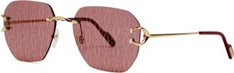 Cartier Cartier Signature C De Cartier Printed Rimless Sunglasses - Gold