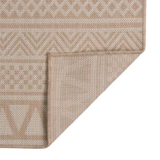Berkfield Home Outdoor Flatweave Rug 200x280 cm Brown Stripes in Light Tan | Size: Medium