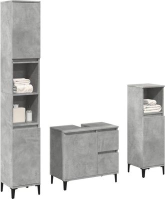 vidaXL Set Muebles De Ba&ntilde;o 2 Piezas Madera Contrachapada Gris Hormig&oacute;n Vidaxl