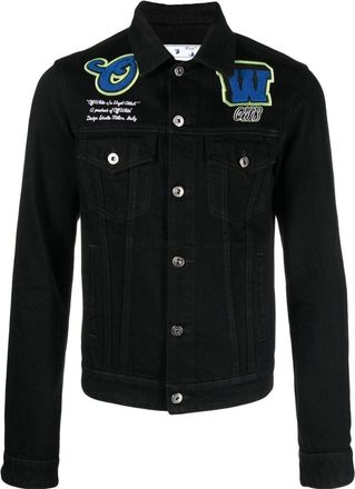 Off-white Varsity Patch Denim Jacket Black Blue OMYE084S23DEN0021069
