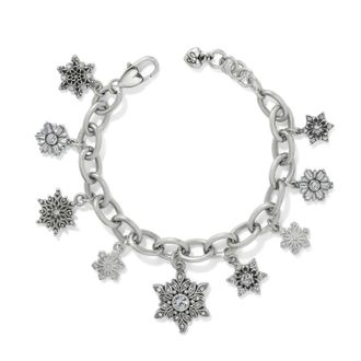 Brighton Womens Flurry Charm Bracelet In Silver/ Crystal
