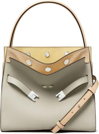 Tory Burch Small Lee Radziwill Leather Double Bag in Feather Gray at Nordstrom