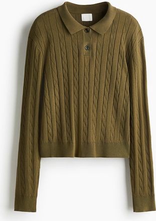 H&M Poloshirt in Zopfstrick - Green