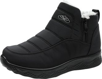 Generic Womens Snow Boots Fur Lined Waterproof & Slip-Resistant with Faux Fur Side Zipper Easy Wear Chunky Sole for Outdoor Walking & Daily Commute Cold Weath