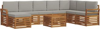 vidaXL Conjunto De Sof&aacute;s De Exterior 9 Uds. Gris Natural Y Claro Vidaxl