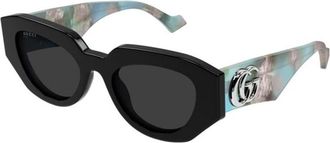 Gucci Rechthoekige Zonnebril - Dames - Zonnebrillen - Zwart - 51 MM - Nylon - Accessoires