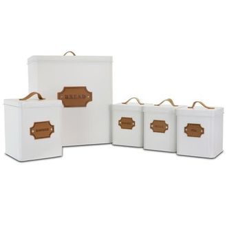 MegaChef Kitchen Food Storage and Organization 5 Piece Canister Set in White at Nordstrom