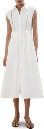 Mango Sleeveless Linen Shirtdress in Ecru at Nordstrom, Size 4