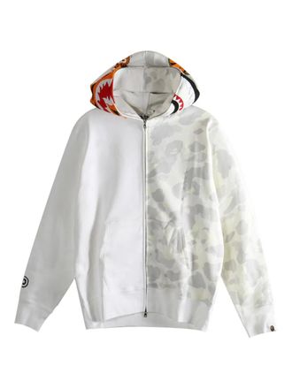 A Bathing Ape Camo Shark hoodie met rits - Wit