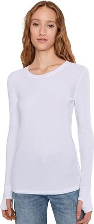 Mod-o-doc Long Sleeve With Thumbhole, Crewneck T-Shirts Womens Clothing White : LG (US 12-14), Cotton/Modal/Spandex