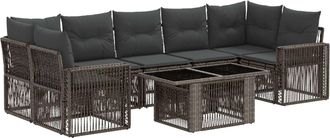 vidaXL Conjunto De Sof&aacute;s De Jard&iacute;n 8 Uds. Gris Y Gris Oscuro Vidaxl