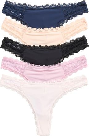 Honeydew Intimates 5-Pack Ella Thongs in Navy/orange/black/pink Multi at Nordstrom Rack, Size X-Large